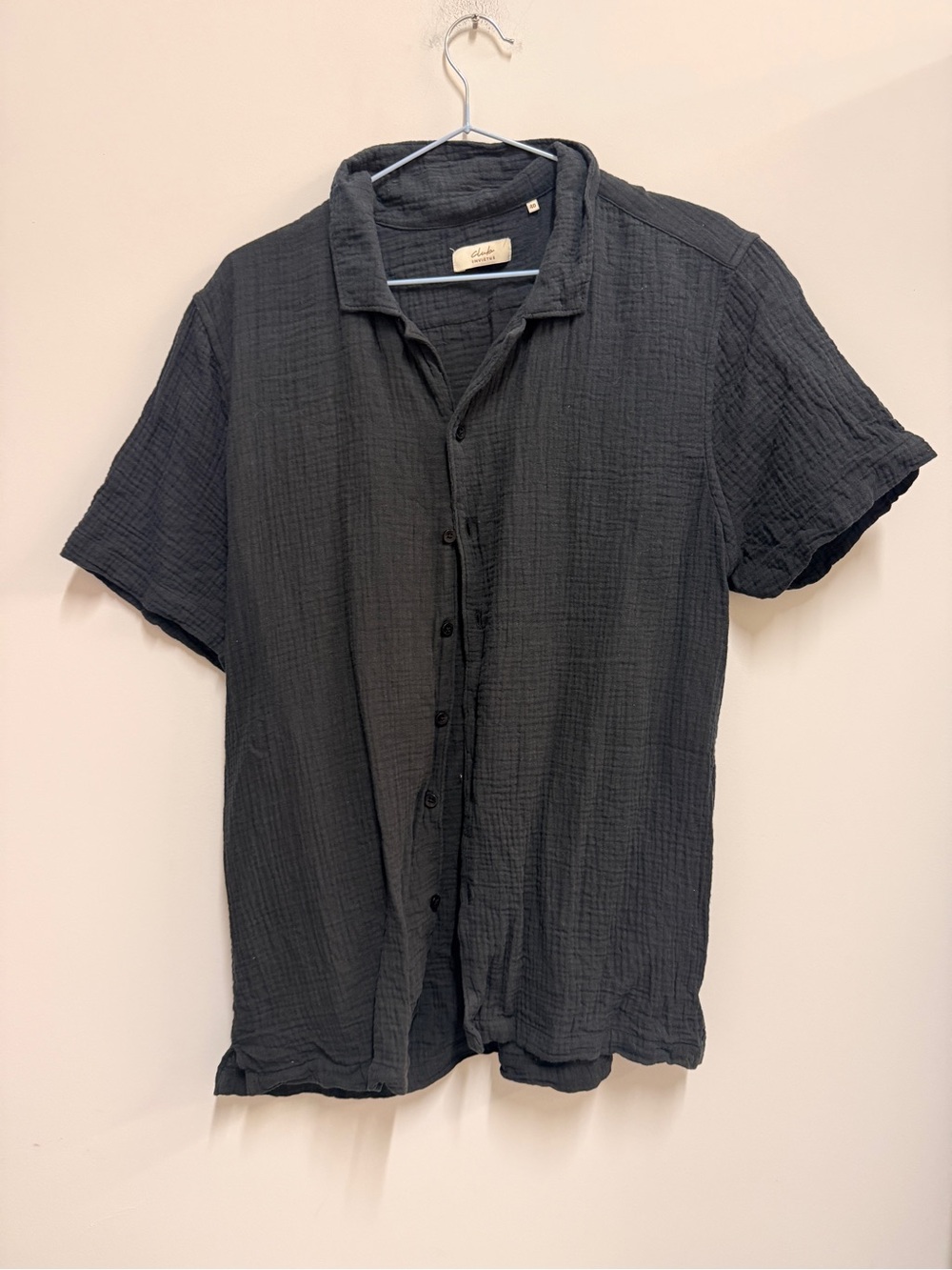 Men's Short-Sleeve Casual Button-Down Shirt - Black